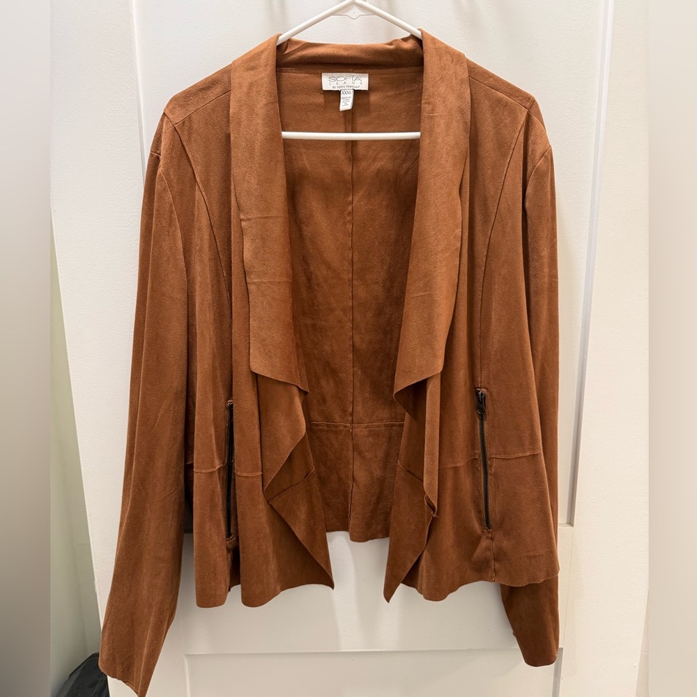 Sofia Vergara Women's Camel Moto Single-Breasted Jacket - Picture 3 of 5